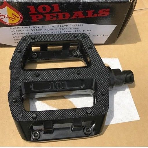 bmx metal pedals S&M BIKES 101 METAL PEDALS UNSEALED BLACK PEDAL BMX 9/16 3 PIECE