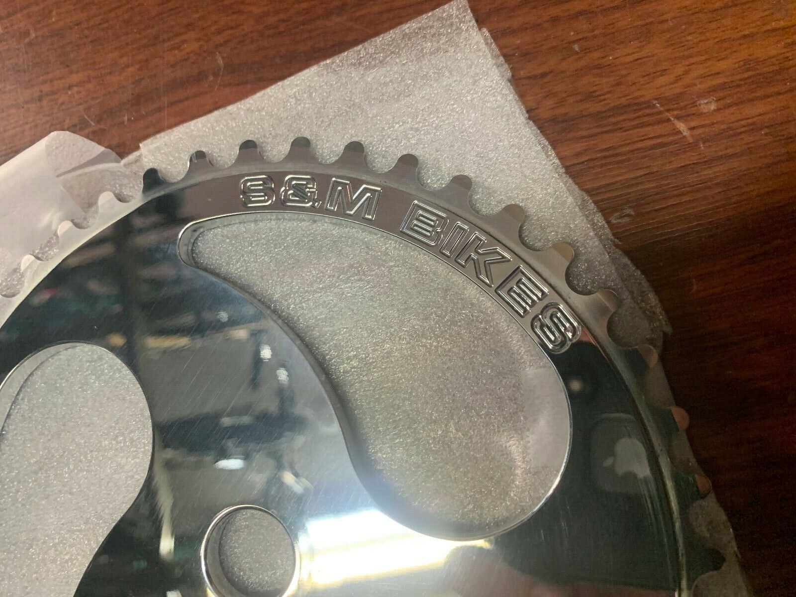S&M RETRO CHAINSAW CHAIN SAW SPROCKET 44 T POLISHED SILVER BMX BIKE  44T CHROME