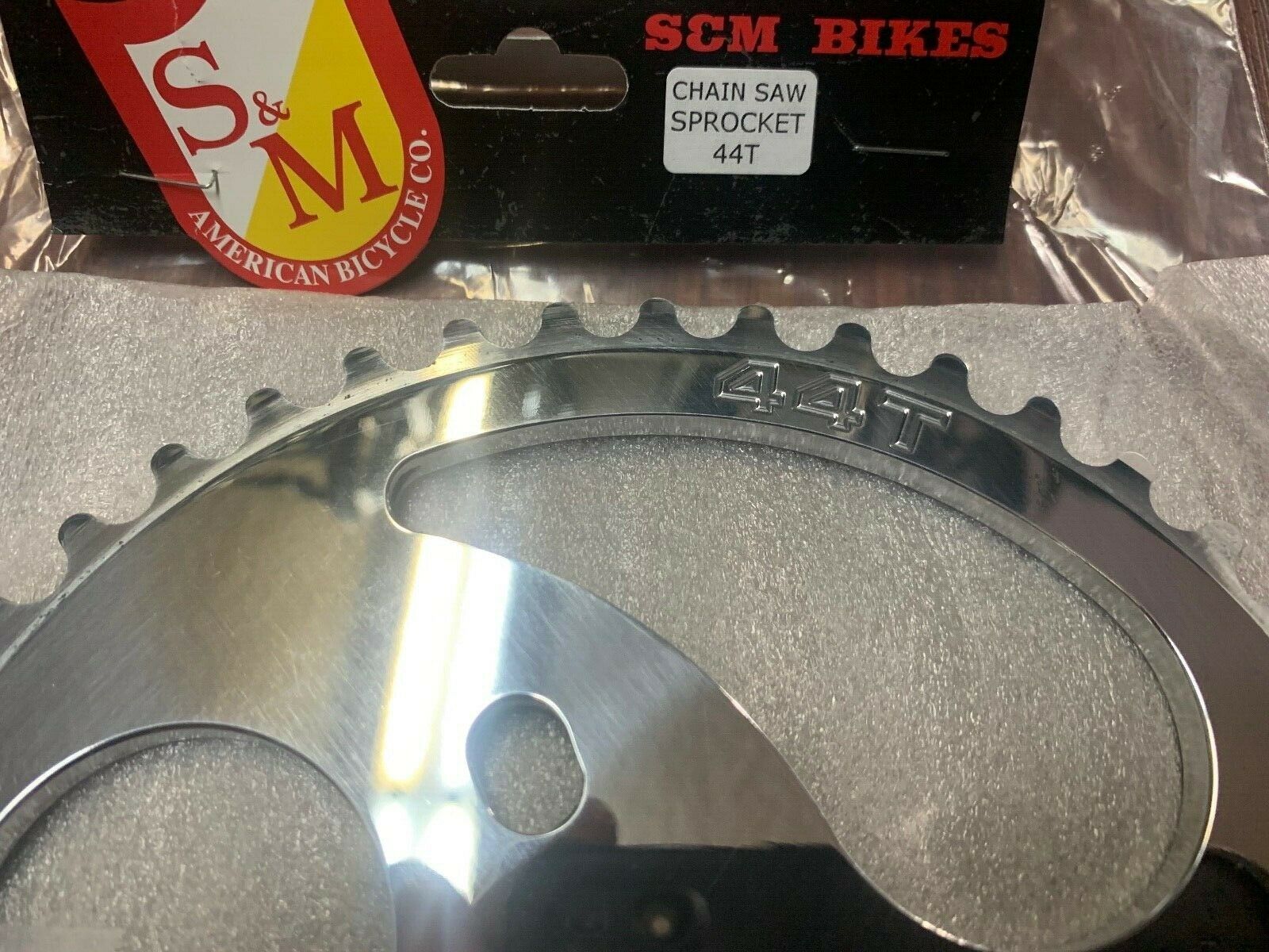 S&M RETRO CHAINSAW CHAIN SAW SPROCKET 44 T POLISHED SILVER BMX BIKE  44T CHROME